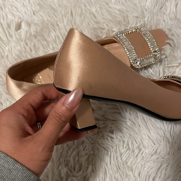 Roger Vivier Belle Pilgrim Buckle Satin Pumps (in blush pink) - Picture 9 of 11